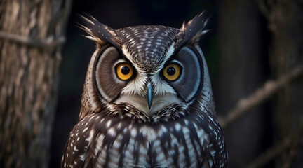 Nocturnal Enigma: The Wise Old Owl's Gaze