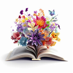 open book with flowers