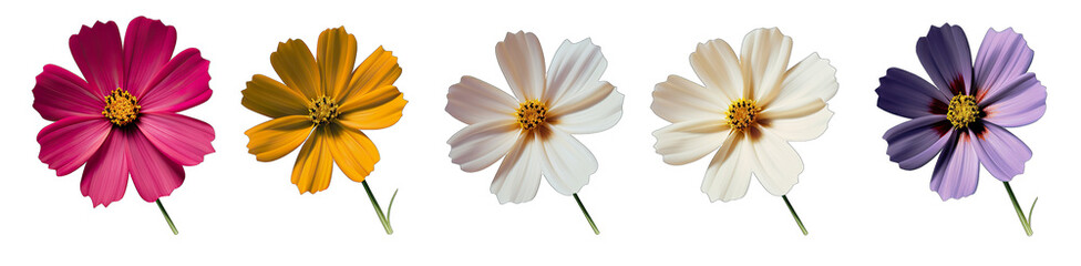 Collection of flowers on transparent background (PNG)