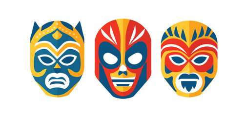 Lucha Libre Mask. National Mexican Sport. Wrestling. Vector.