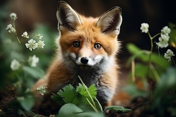 Enchanting Fox in Lush Forest. Generative AI