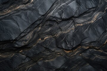 Abstract granite pattern on wet black stone, realistic coal, natural green energy. Generative Ai.