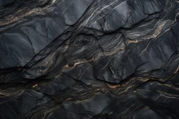 Abstract granite pattern on wet black stone, realistic coal, natural green energy. Generative Ai.