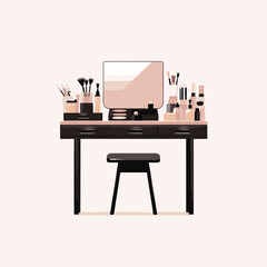 Makeup Artists Desk vector flat minimalistic isolated illustration