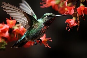 Vibrant Hummingbird A Majestic Aerial Beauty. Generative AI