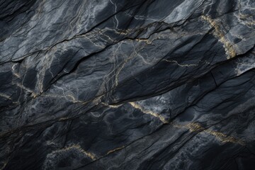 Abstract granite pattern on wet black stone, realistic coal, natural green energy. Generative Ai.