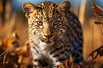 Leopard Panther pardus shortidgei. Generative AI