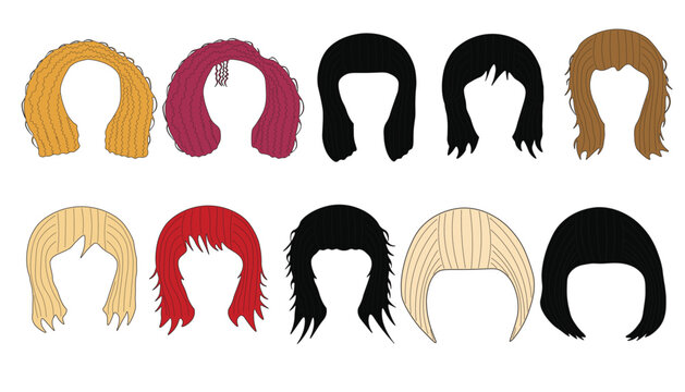set of hairstyles isolated