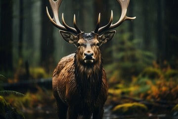 Majestic Moose Aces in Forest. Generative AI