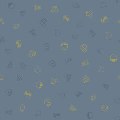 Seamless hand drawn doodle pattern with toys. Vector illustration for backgrounds, web design, design elements, textile prints, covers, greeting cards