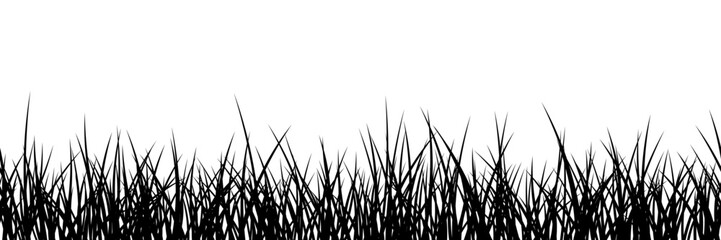 Naklejka premium Black border silhouette rare grass repeat border. Vector