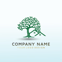 grow tree home vector logo design
