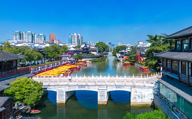 Fototapeta na wymiar Aerial photo of Confucius Temple Qinhuai River Scenic Belt, Nanjing, China