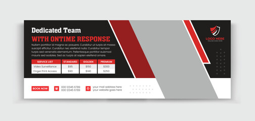 Security Service Timeline Cover Design, Body Guard, cctv camera, Website security service, technology service design