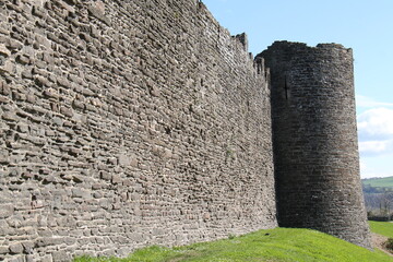 The Large Stone Walls of an Historic Castle Fortress. © daseaford