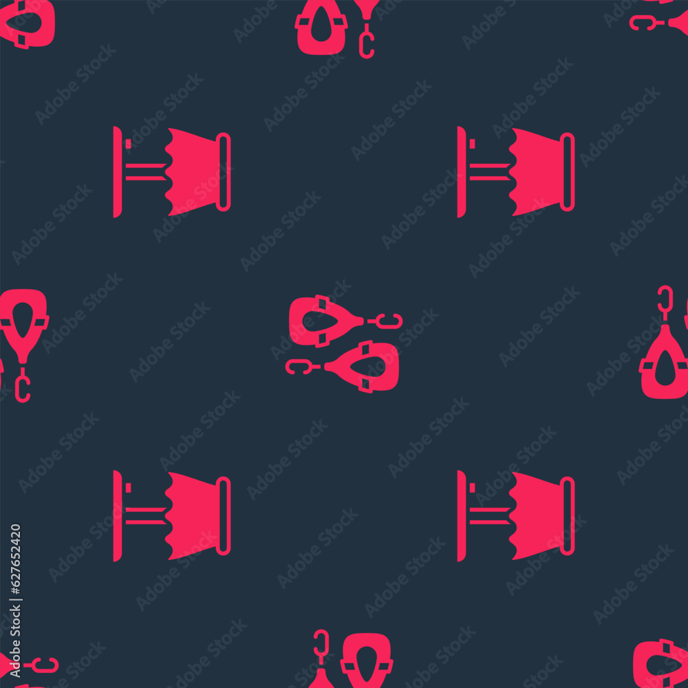 Poster set table lamp and earrings on seamless pattern. vector