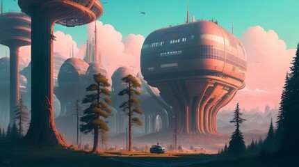 panorama of the city of aliens