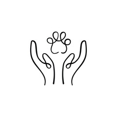 Pet Care Line Style Icon Design
