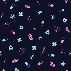 Medical vector illustration. Medical seamless pattern background.
