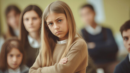 Childhood Bullying: Unfortunate Girl in Classroom