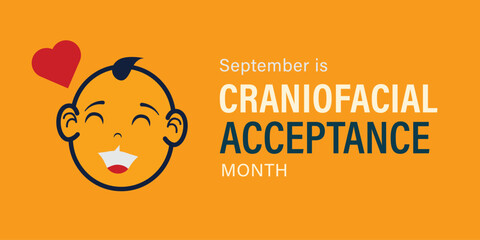 September is Craniofacial Acceptance Month. Awareness campaign vector banner for web and social media.