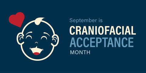 September is Craniofacial Acceptance Month. Awareness campaign vector banner for web and social media.