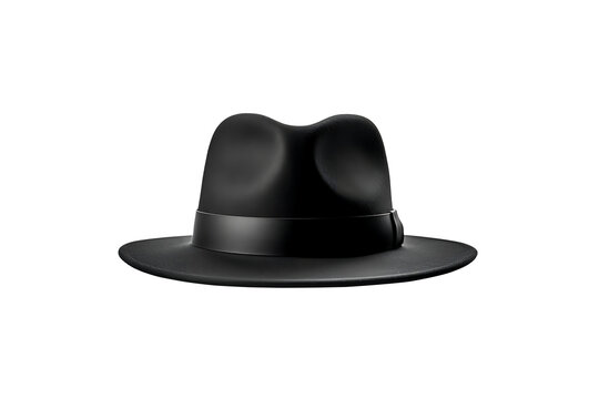 Black vintage fedora hat on transparent background png