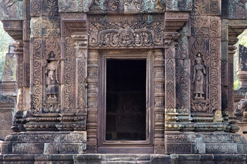 Fototapeta na wymiar Carved walls, Banteay Prei Temple, Angkor, Siem Reap, Cambodia, UNESCO World Heritage Site