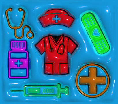 Inflated puffy 3d nurse 20oz tumbler wrap Sublimation PNG