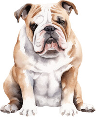 Fototapeta na wymiar English bulldog watercolour illustration created with Generative AI technology