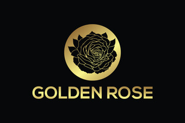Modern Golden Rose logo design template.