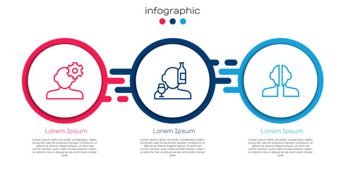 Set line Solution problem in psychology, Alcoholism and Bipolar disorder. Business infographic template. Vector