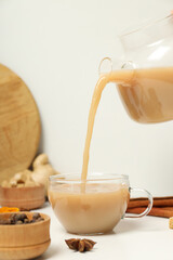 Traditional Indian hot drink with milk and spices - Masala tea