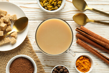 Traditional Indian hot drink with milk and spices - Masala tea