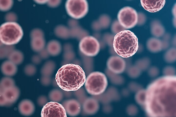 Sick red cancer cells - science background	