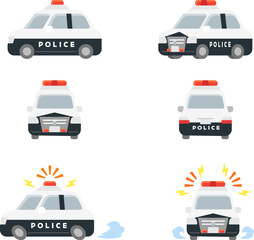 働く車・パトロールカー　イラストセット.