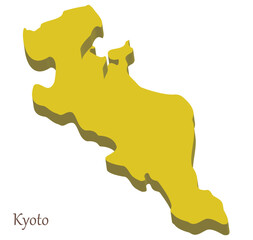 京都府の立体的な地図、シンプルでスタイリッシュ