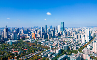 Aerial view of the CBD in Xinjiekou, Nanjing Province, China