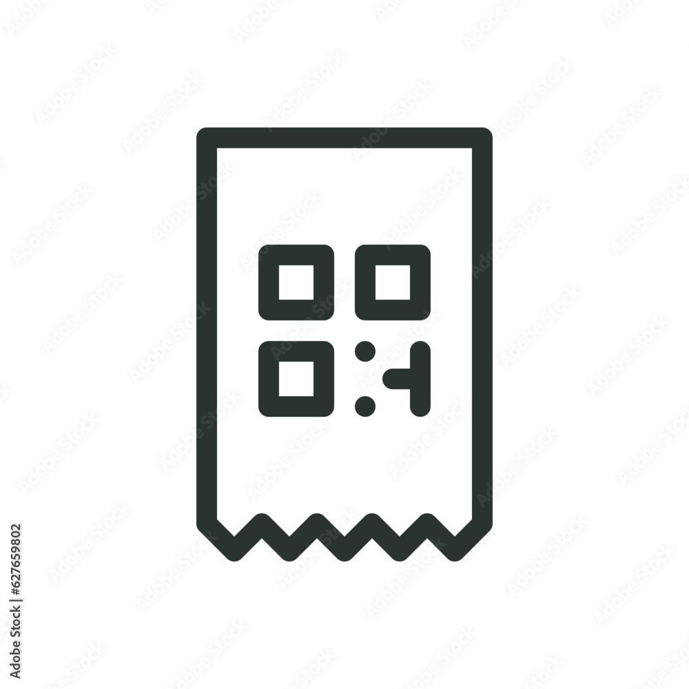 Poster qr code receipt isolated icon, qr code transaction paper receipt vector icon with editable stroke