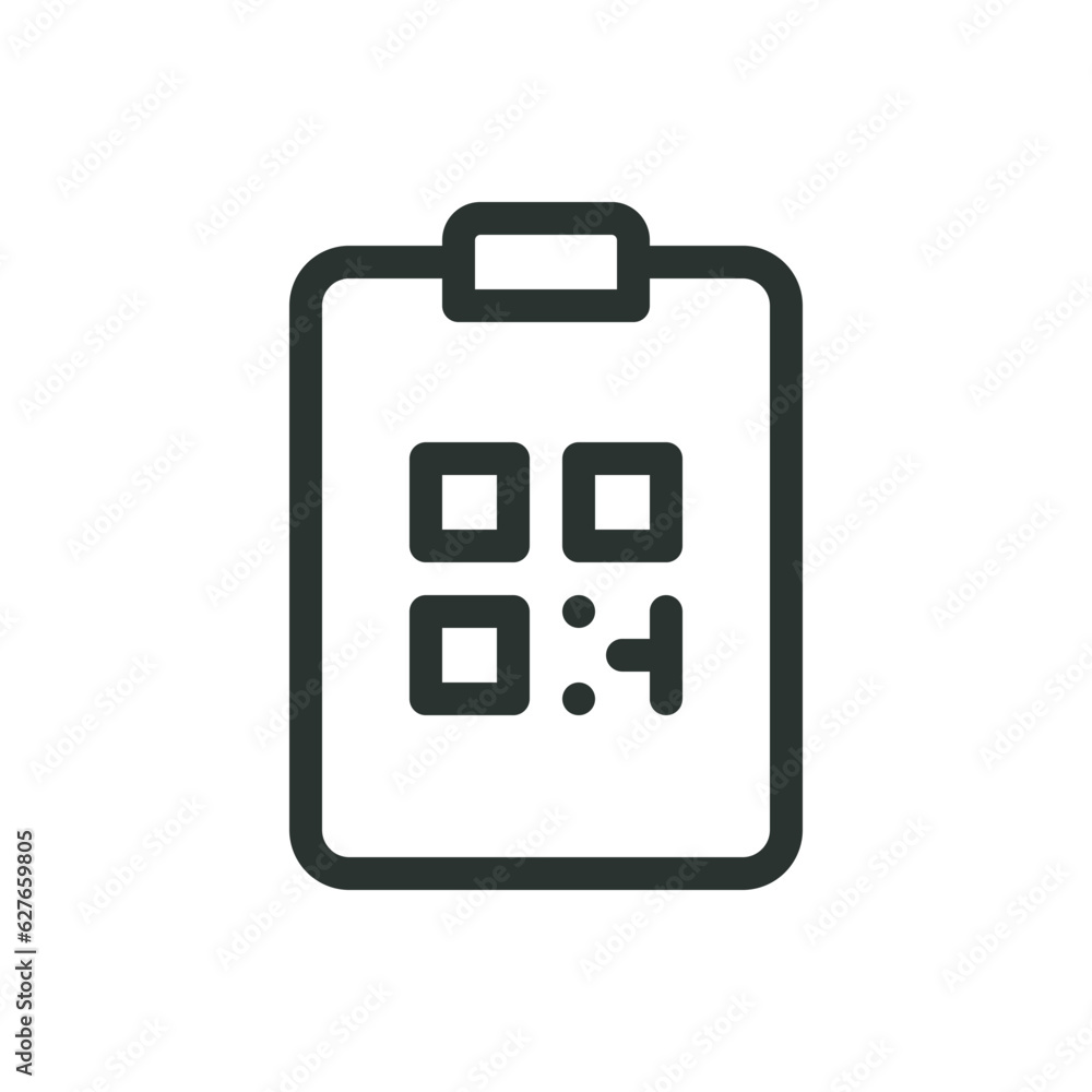 Poster id card with qr code isolated icon, qr code identification vector icon with editable stroke