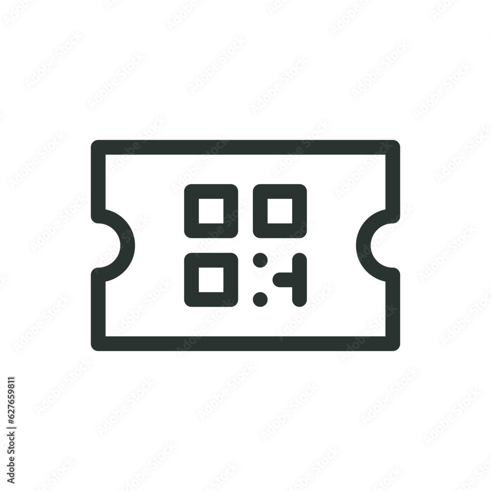 Poster qr code ticket isolated icon, qr code event coupon vector icon with editable stroke