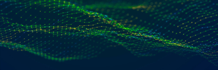 Abstract illustration with connected dots and lines. Digital network background. The concept of science, technology. 3D