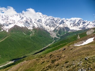 Fototapeta na wymiar svaneti mountain summer hiking in georgia