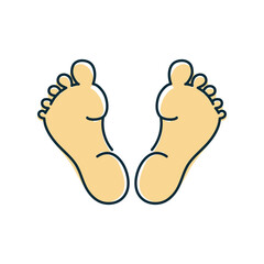 The feet of man. The feet of a child. Line silhouette. 