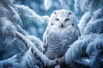 Whispers of Winter: A Snowy Owl in the Snowy Forest, Generative AI