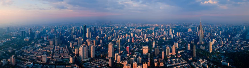 Tuinposter Aerial view of the CBD in Xinjiekou, Nanjing Province, China © Weiming