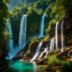 waterfall in the forest generative by Al technology