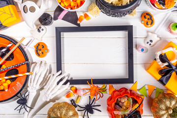 Halloween party sweets and snacks table