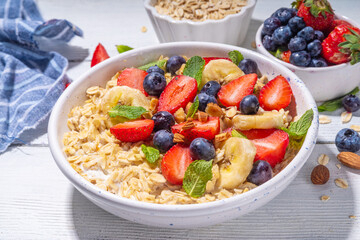 Sweet summer breakfast oatmeal with berry