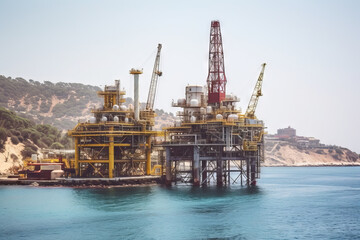 Offshore oil industry in Angola. Concept. Generative AI.